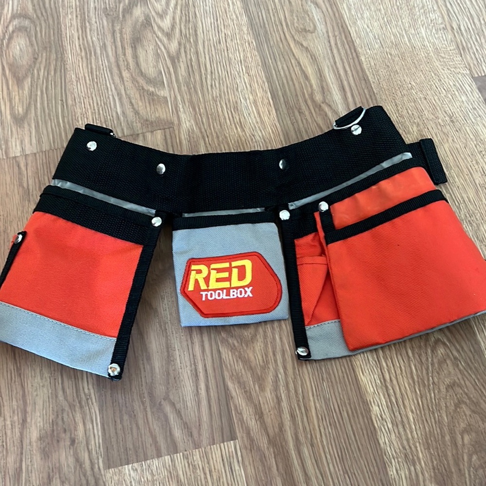 Kids Red Toolbox construction belt Halloween dress up